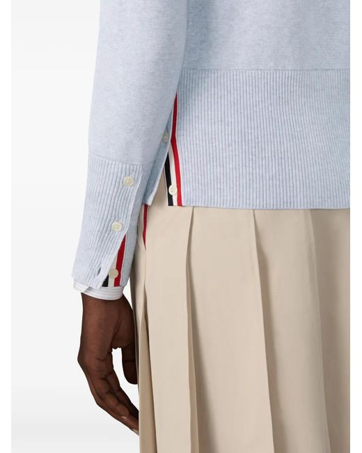 Thom Browne Blue Striped Front-Pocket Cardigan