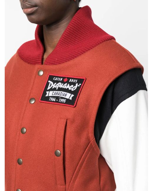 Veste Bomber À Patch Logo DSquared² en coloris Red