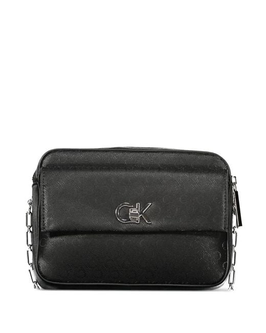 Calvin Klein Black Monogram-Pattern Shoulder-Bag