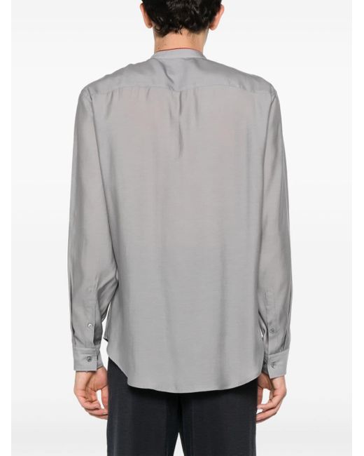 Giorgio Armani Gray Contrasting-border Poplin Shirt for men