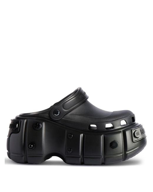 Balenciaga Black X Crocs Hardcrocs Platform Mules