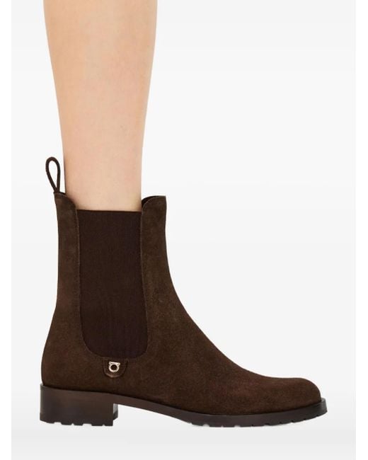 Ferragamo Brown Gancini-Plaque Chelsea Boots