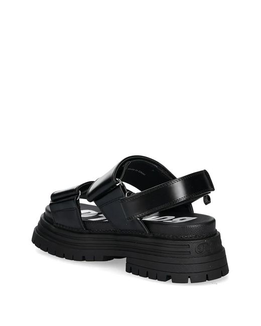 Buffalo Black Touch-Strap Platform Sandals