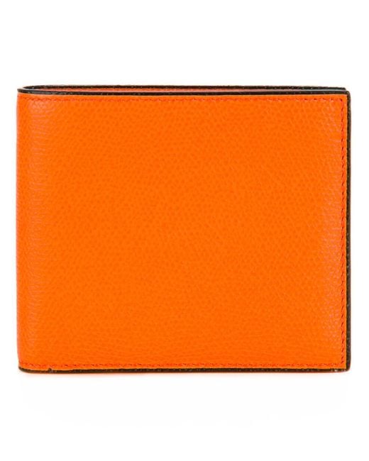 Valextra Orange Grained Detail Wallet