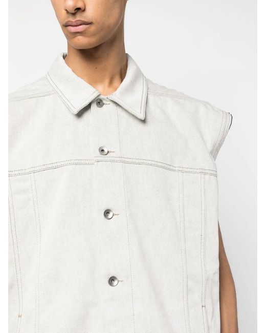 Rick Owens White Sleeveless Cotton Denim Vest for men