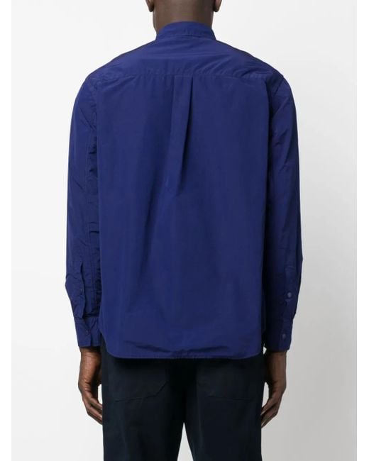 Aspesi Blue Straight-Point Collar Shirt for men