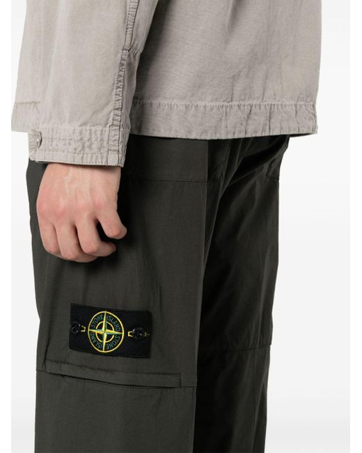 Stone Island Black Cotton Straight-leg Cargo Trousers for men