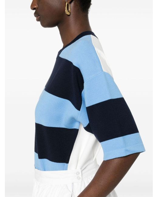 Essentiel Antwerp Contrast Striped Short-sleeved Jumper Blue