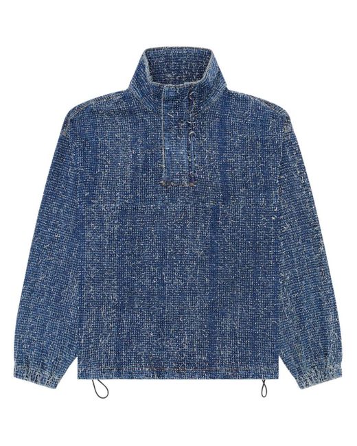 DIESEL Blue Bouclé Denim Pullover Jacket