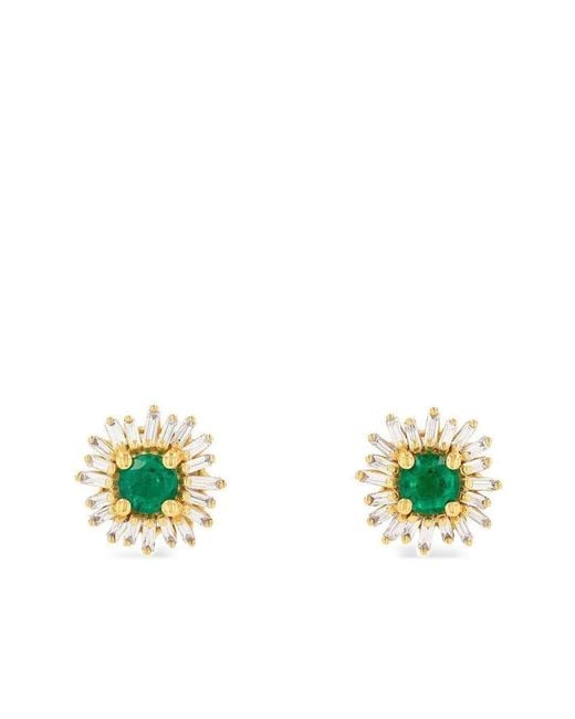 Suzanne Kalan Green 18K Emerald And Diamond Stud Earrings