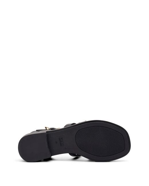 Frau Black Cage Leather Sandals