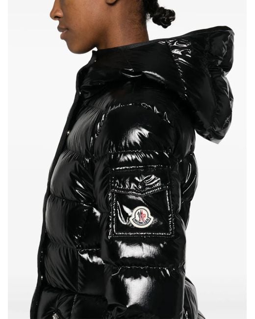 Moncler Black Glossy 'Barante' Hooded Down Jacket