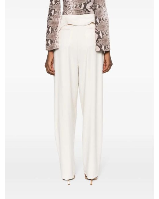 ANDREADAMO White Corset-Detail Straight-Leg Trousers