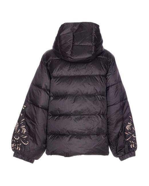 Twinset Black Embroidered-sleeve Padded Jacket