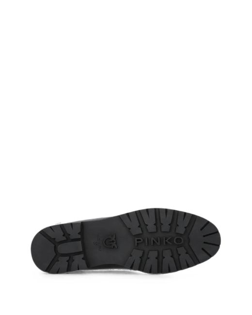 Pinko Black Love Birds-Plaque Loafers