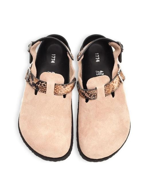Birkenstock Pink Tokio Cazador Snakeskin-Effect Mules for men