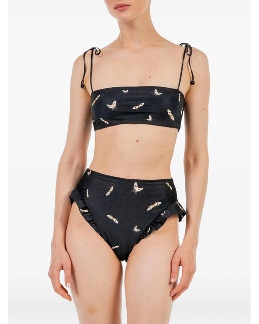 Agua Bendita Blue Primavera Azucar Butterfly-Print Bikini Top
