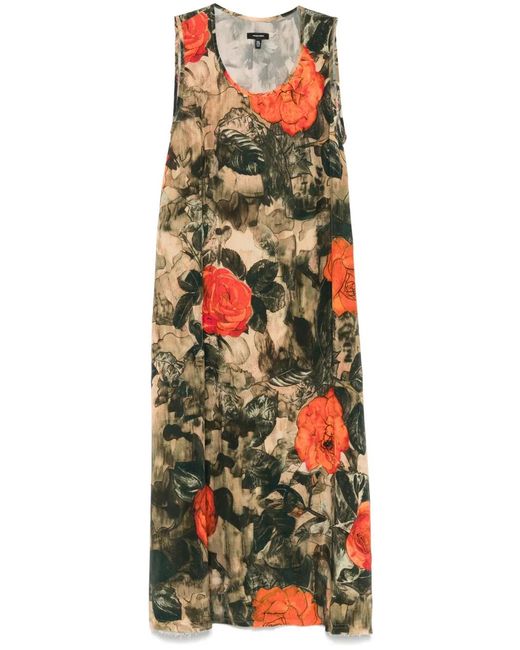 R13 Green Floral-Print Midi Dress