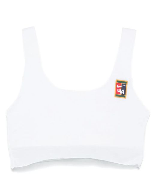 Nike White Logo-Print Sports Bra