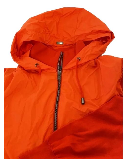Herno Red Hooded Zip-Up Hoodie for men