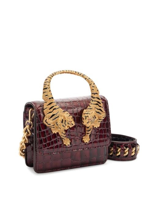 Roberto Cavalli Red Roar Mini-Tasche mit Kroko-Print