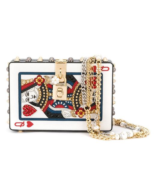 Dolce & Gabbana White Queen Of Hearts Card Clutch