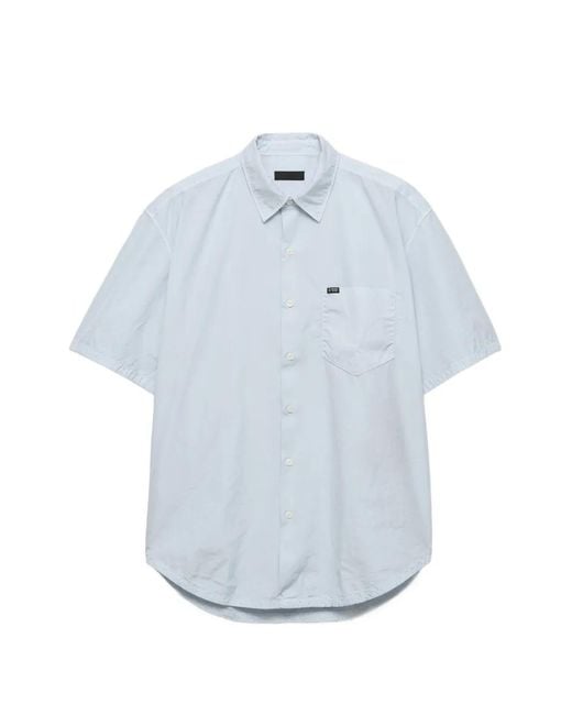 Prada Blue Short-Sleeved Cotton Shirt for men