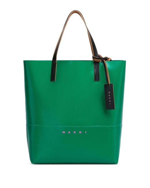 Marni Green Tribeca Logo-print Faux-leather Tote Bag for men