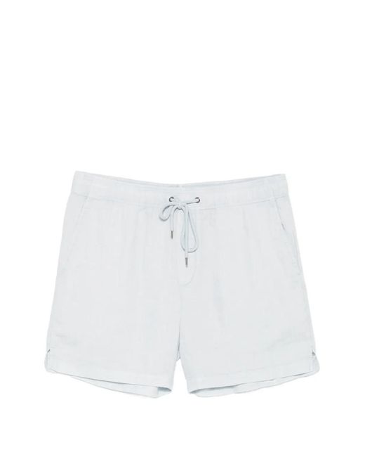 James Perse White Drawstring Linen Shorts for men