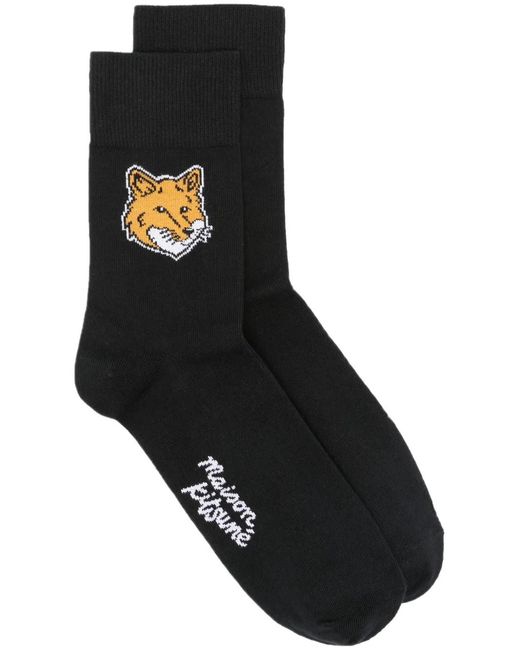 Maison Kitsuné Fox-head Socks - 40-45 Black
