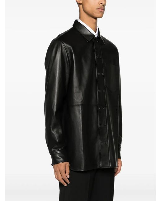 Neil Barrett Black Spread-Collar Leather Jacket for men