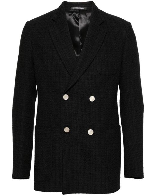 Emporio Armani Doppelreihiges Tweed-Sakko in Black für Herren