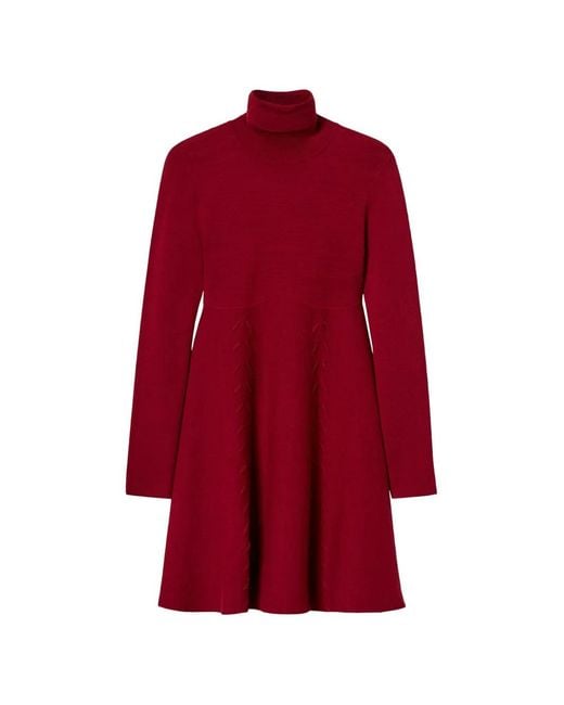 Twinset Red Robe Courte En Maille À Col Roulé