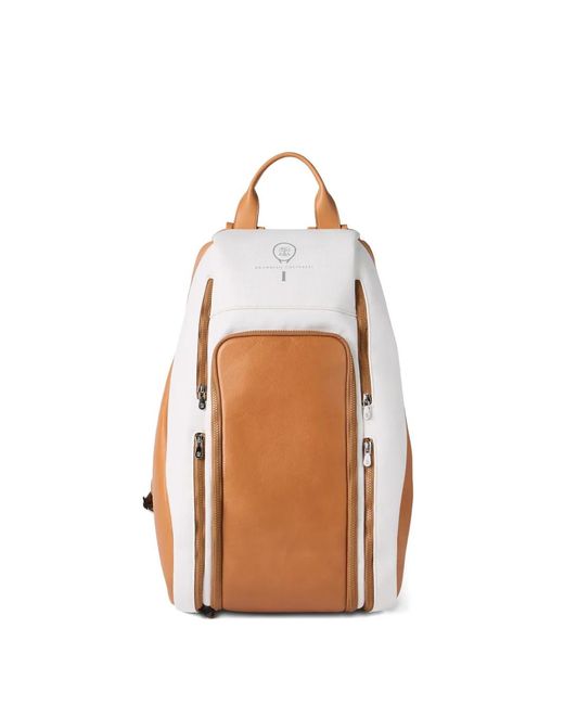 Brunello Cucinelli White Zipped Padel Backpack for men