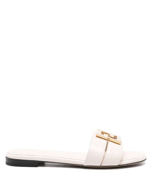 Fendi White Ffold Slides