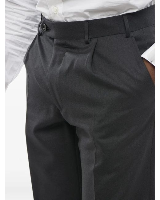 Corneliani Black Fresco-Wool Pleated Trousers for men
