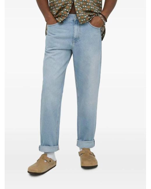 Les Deux Blue Logo-Patch Jeans for men