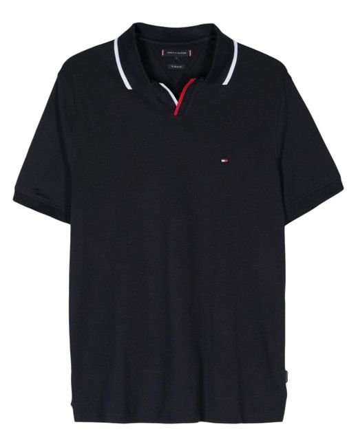 Tommy Hilfiger Piqué Poloshirt Met Geborduurd Logo in het Black voor heren