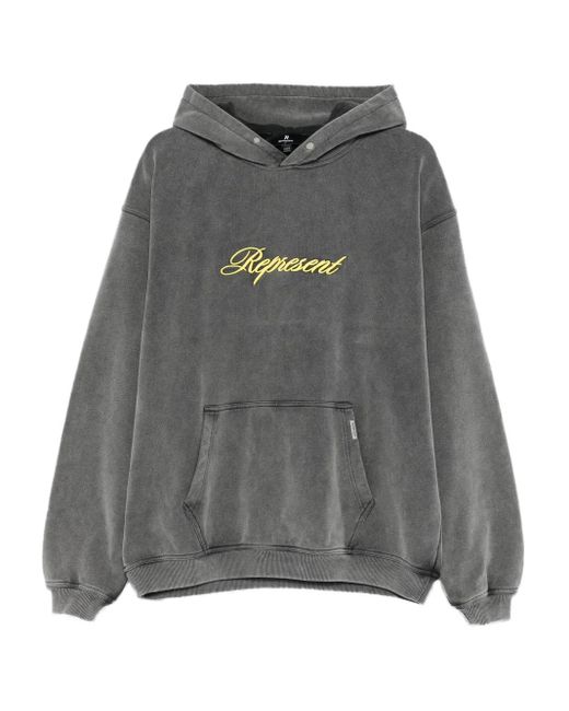 Sudadera de algodón con capucha y logo bordado Represent de hombre de color Gray