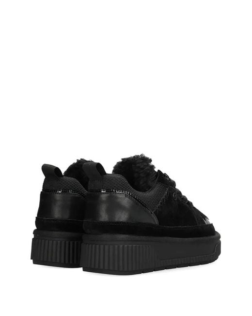 Mexx Black Platform Faux Fur Sneakers