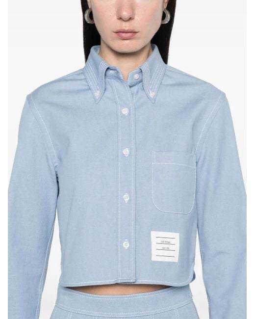 Thom Browne Blue Cropped Denim Shirt