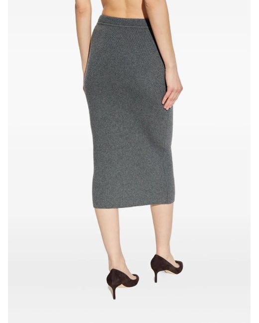 Tom Ford Gray Cashmere And Cotton Midi Skirt