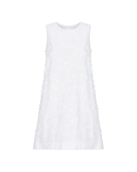 P.A.R.O.S.H. White Floral-Embroidered Sleeveless Mini Dress
