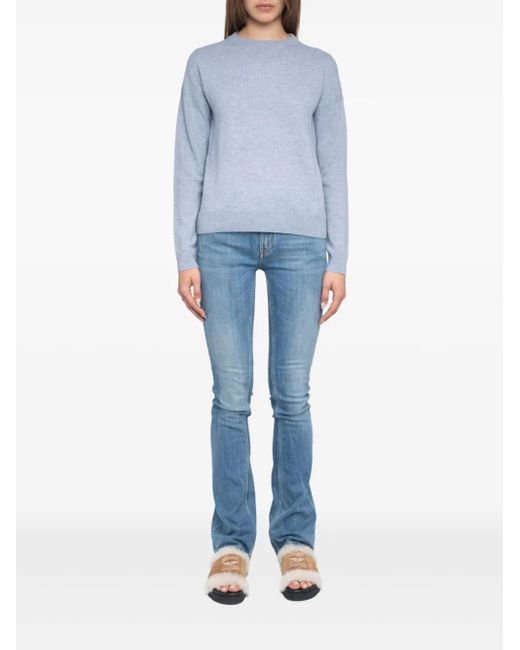 Zadig & Voltaire Blue Heart-Patch Cashmere Sweater