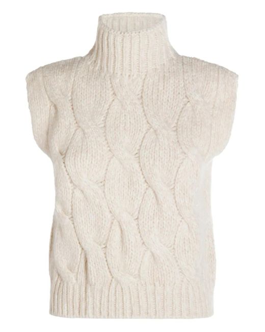 Top Smanicato A Collo Alto di Eleventy in White