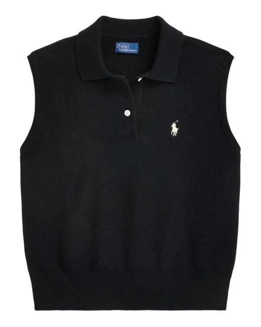 Polo Ralph Lauren Black Sleeveless Polo Top