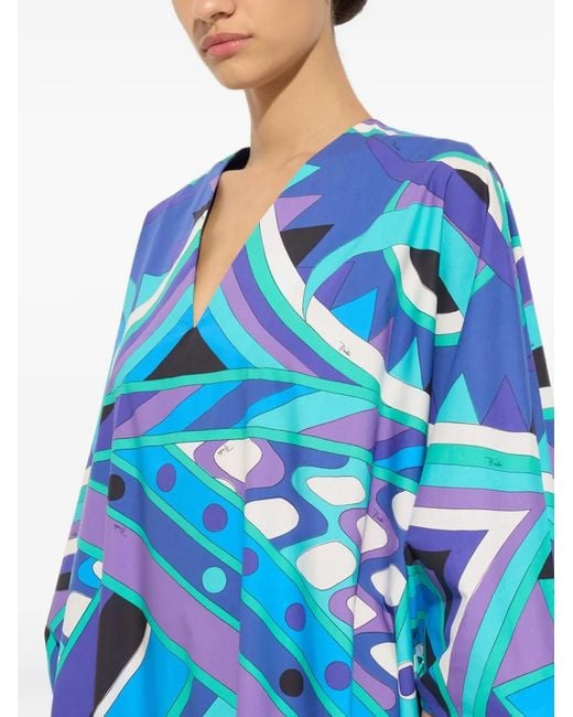 Emilio Pucci Blue Caftan À Imprimé Vivara