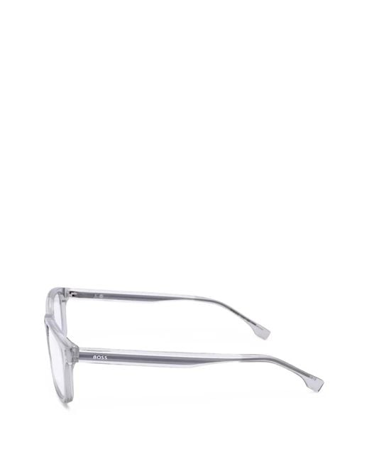 Boss White Rectangle-Frame Glasses
