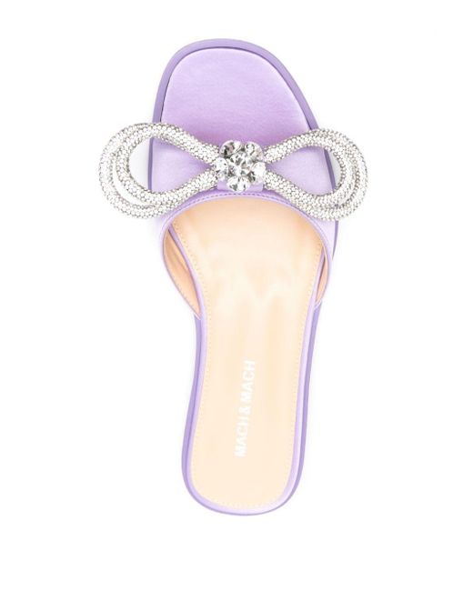 Mach & Mach Pink Double Bow Crystal Slides