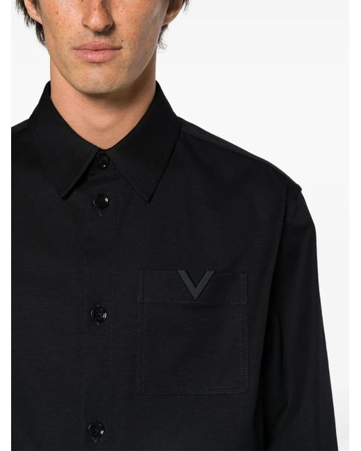 Valentino Garavani Black Vlogo Canvas Shirt for men